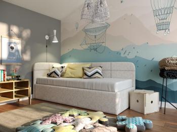 Детская кровать Райтон Кровать Life Junior софа (без основания) 140×200 Ткань: Велюр (Casa Жемчужно-розовый)