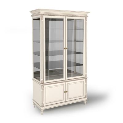 Витрина стеклянная двухдверная с нижними дверками(1200х500х2250), шпон вишни фото #2